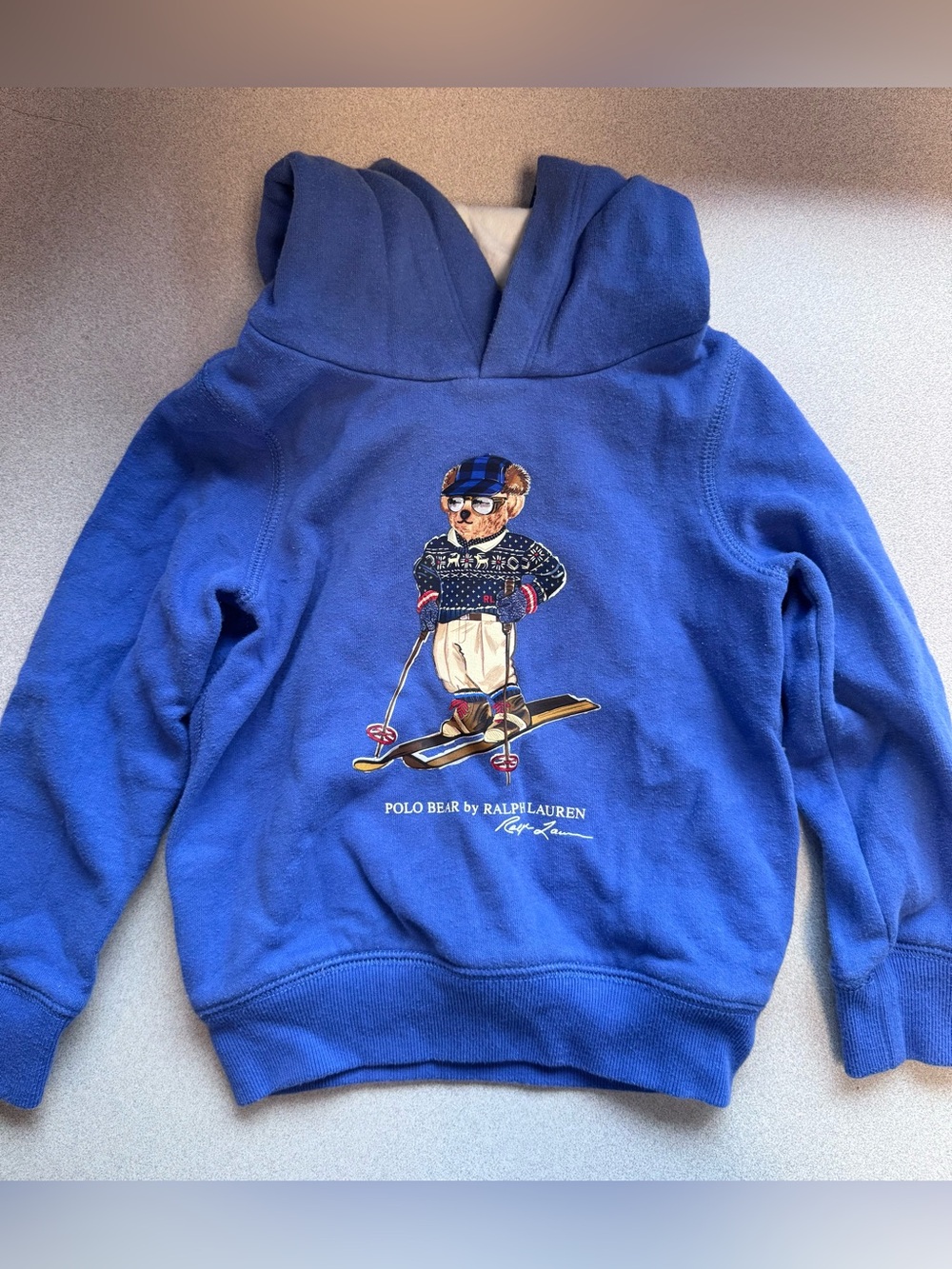 Ralph Lauren Kid Royal Blue Polo Bear Ski Hooded Sweatshirt Boys 4T